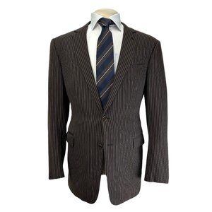 Brown Striped Wool-Cashmere Suit w/ Wide Leg Pants - Ralph Lauren (Black Label)